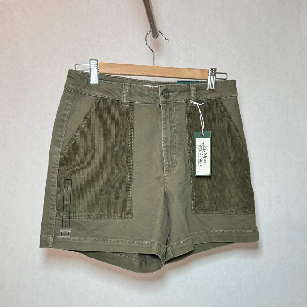 Alpine Design Corduroy High Rise 5” Shorts Women's Sz 6 Vintage Olive - Picture 3 of 10